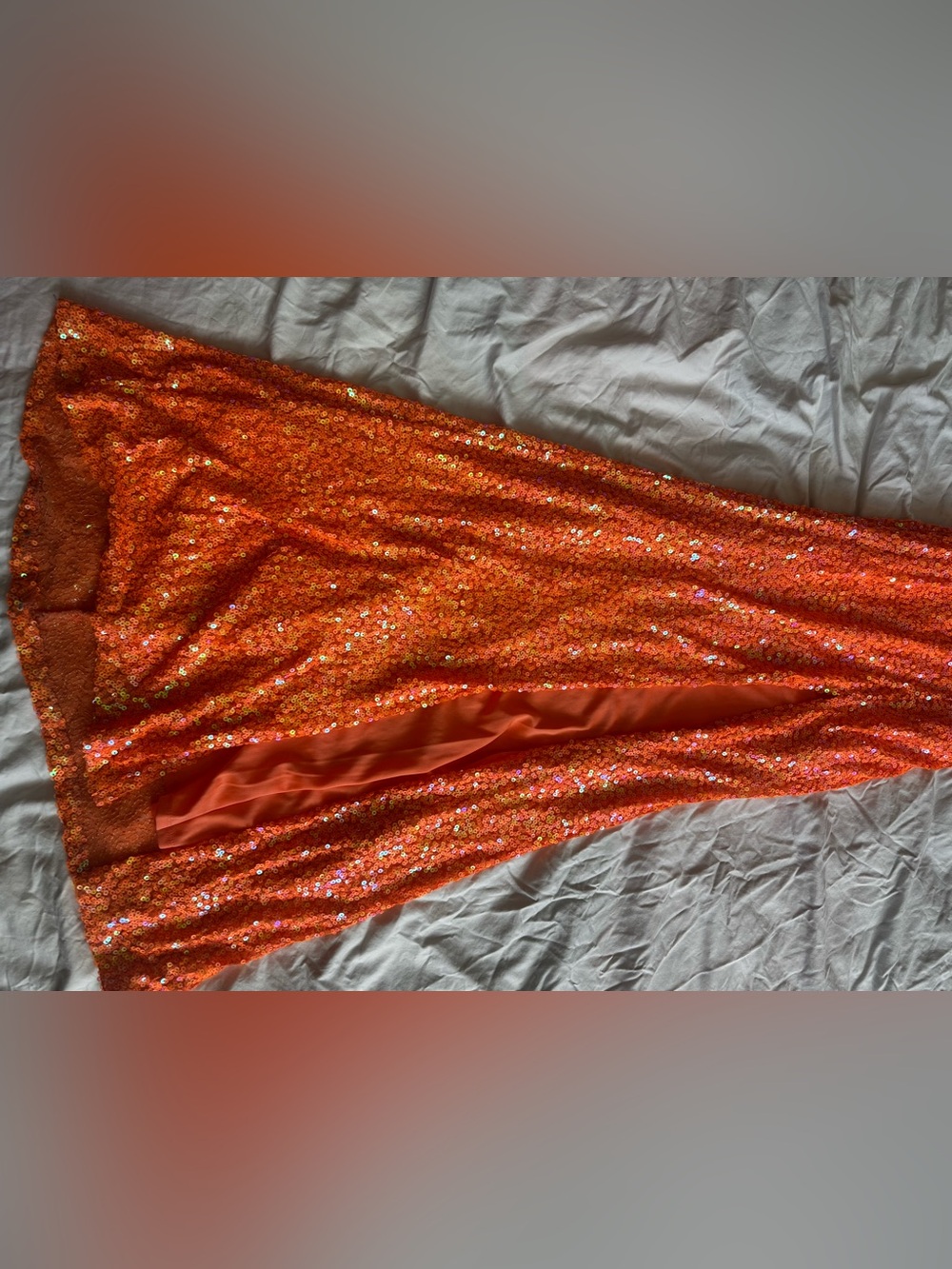 Crystal Doll Glamorous One Shoulder Sequin Evening Gown Orange Size US 0 - Picture 3 of 12